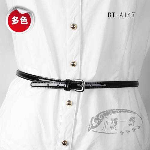 Free shipping high-quality fashion ladies beltsWomen Pin Buckle Genuine Leather Patent Leather Bow Fashion Skinny Belt BT-A147