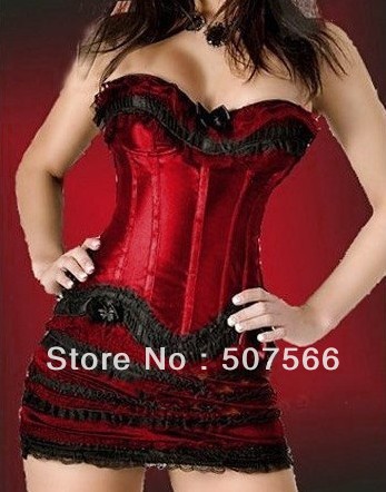 Free Shipping High Quality Hot Selling Red Sexy Bustier/Corset /Sexy Lingerie +G String./Size S-XXL