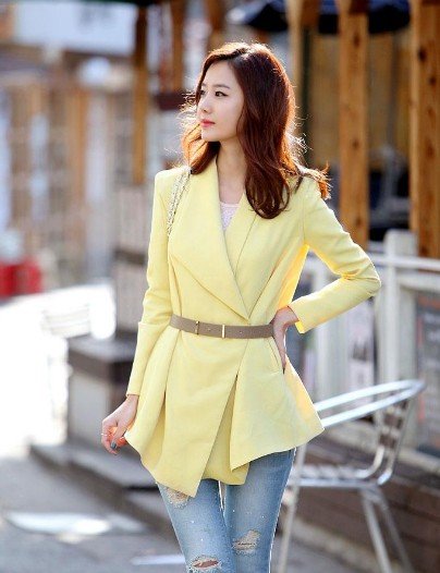 Free Shipping High Quality Korean OL Style Loose Irregular Turn-down Collar Cotton Coat