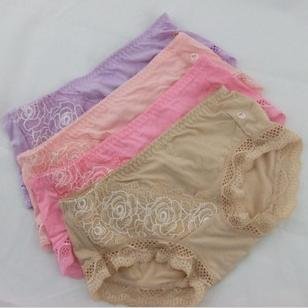 Free shipping High Quality Sexy Bamboo Fiber lace panties underwear ,panties,Mid waist design