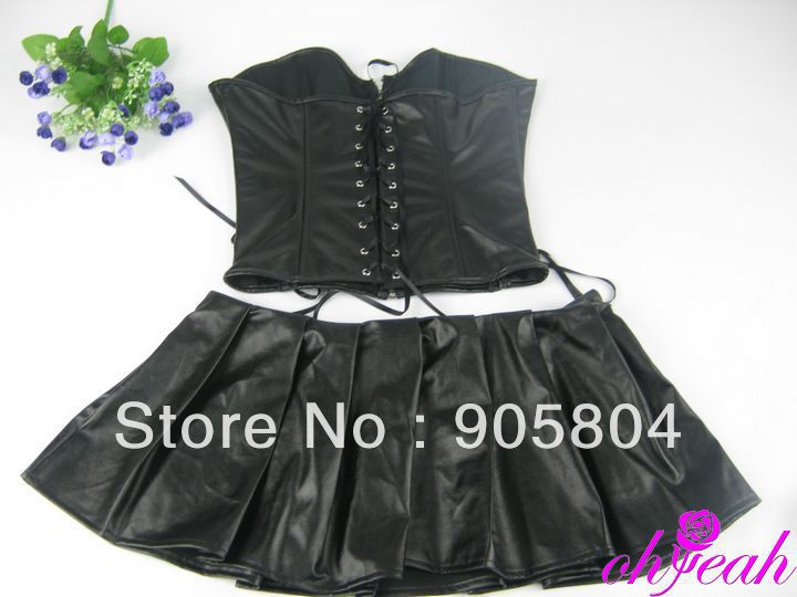 Free shipping High quality wholesale bobysuit leather shaper corset with dress A9187