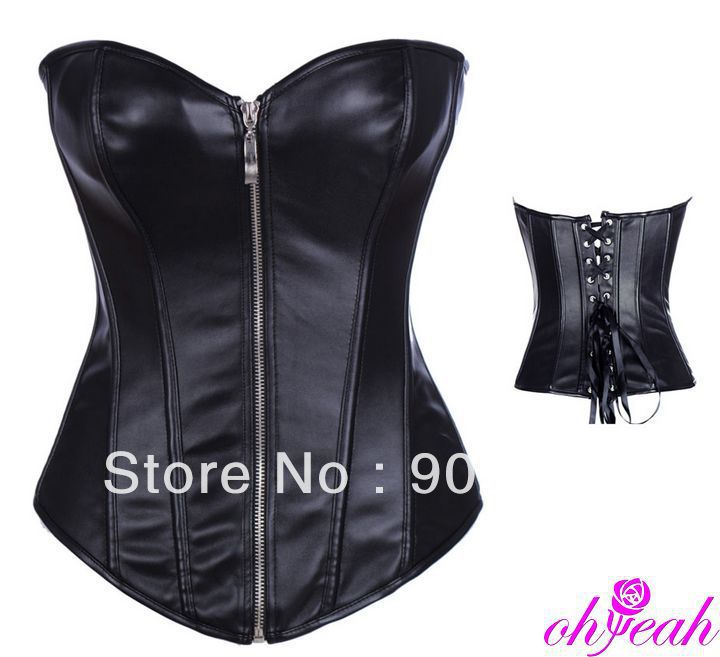 Free shipping High quality wholesale plus size corset  sexy leather bustier firm bobysuits A2803P