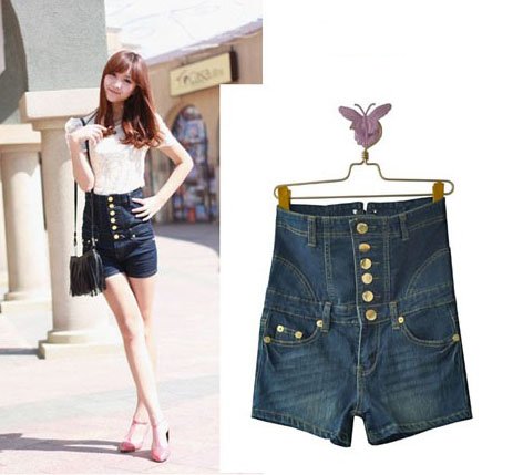 Free Shipping High waist Button women jeans, European Jeans, Short Summer Pants S/M/L AD9750SK