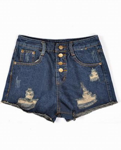 Free Shipping high waist buttons women's single-shorts straight jeans 78602 Fast Delivery Cheaper Price