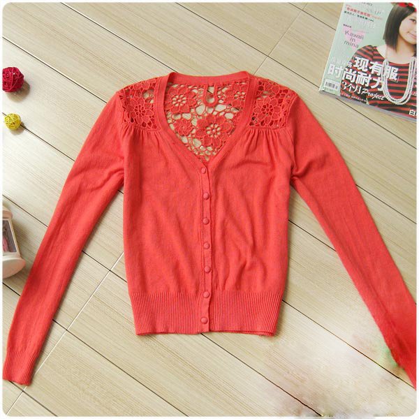 Free Shipping Hollow thin section long-sleeved knit cardigan Autumn 2013 New