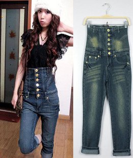 Free Shipping Hot 2012 New Arrival, Nostalgic Distressed Campus BracesJeans Pants, hot selling pants for woman,AD9146MK