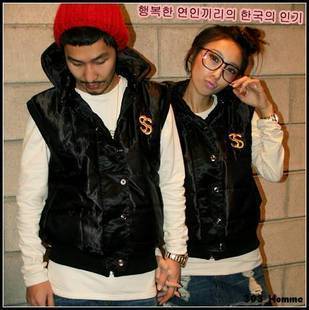 Free shipping Hot Double-S embroidery embellishment Hooded sweet lovers vest 1 pcs