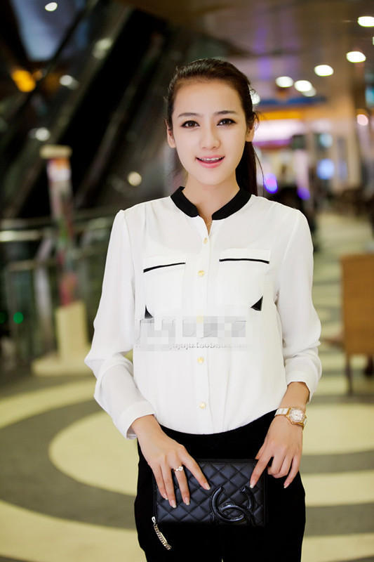 Free shipping,Hot,Excellent quality,2013 new Korean ladies sweet mandarin collar cute chiffon shirts,women top blouses,X2753