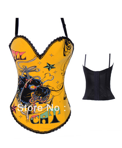 Free Shipping HOT Fashion 4 Colors Sexy Women's Cool Lion Tattoo Hook Up Lingerie Overbust Corset Bustier