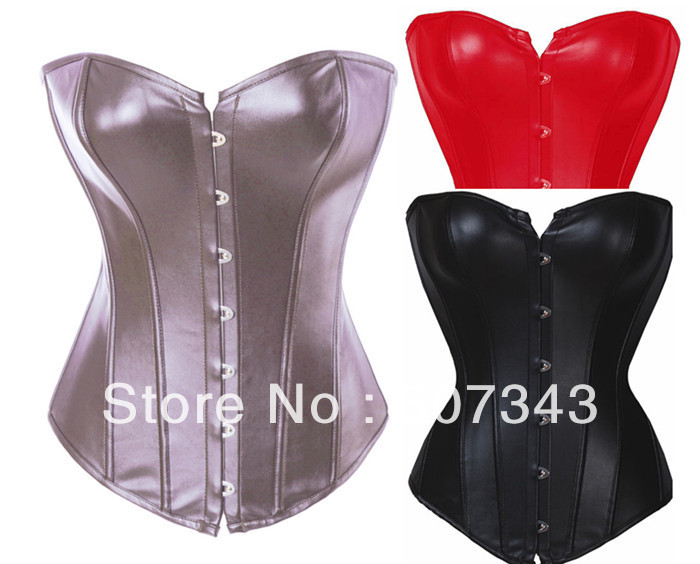 Free Shipping HOT Fashion Sexy Xmas Gift Lady Faux Leather Boned shape Lace Up Lingerie Corset Bustier Top