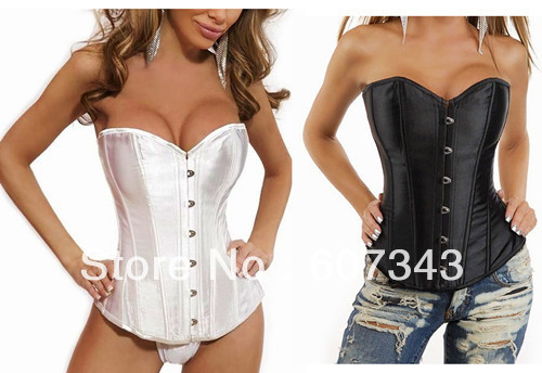 Free Shipping HOT Fashion Solid front Hook Sexy Women's Charm Boned Corset Bustier Size S~2XL Black/White