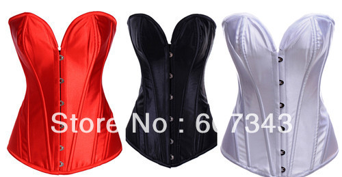 Free Shipping HOT Fashion Women's Steel Boned Lacing Waist Training Basque Corset Bustier Black/Red/White