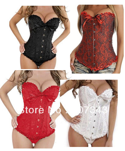 Free Shipping HOT Fashion Women's Vintage Jacquard front Hook Lingerie Sexy Top Corset Bustier Size S~6XL