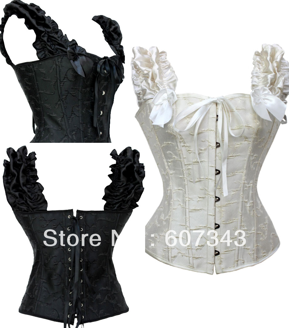 Free Shipping HOT New Fashion Women's Braces Pleated Steel Boned Waist Cincher Corset Bustier Top