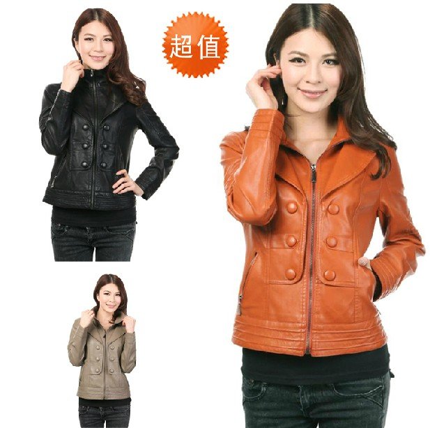 Free shipping !!!  Hot sale 2012 Fashion Women High-grade genuine leather sheepskin plus size leather jacket coat / L-4XL