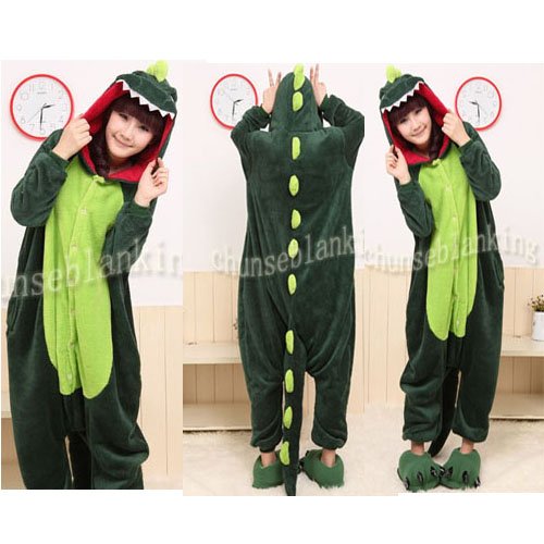 Free Shipping Hot Sale 2012 New Fashion S M L XL  Adult Dinosaur Sleepwear Cosplay Costumes Animal Kigurumi Pyjamas