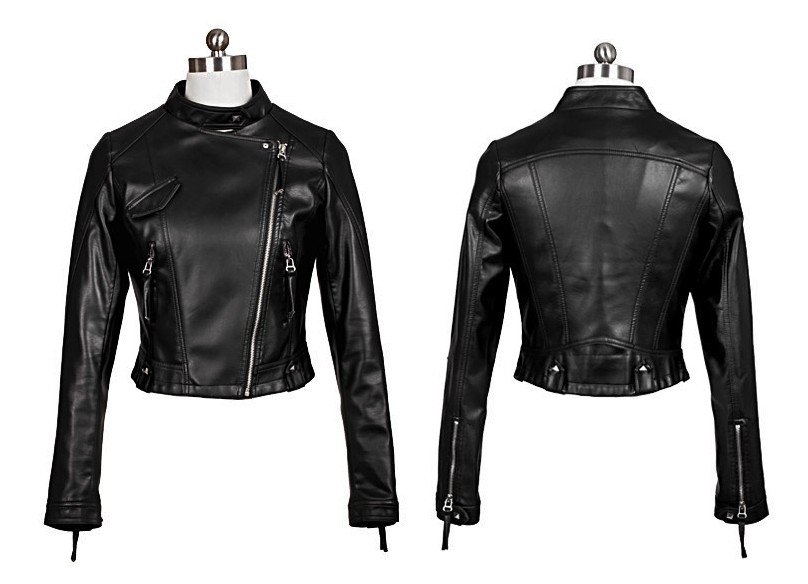 Free shipping !!!  Hot sale 2012 new Women Thin waist senior PU black short Locomotive short leather jacket coat / S-XXL