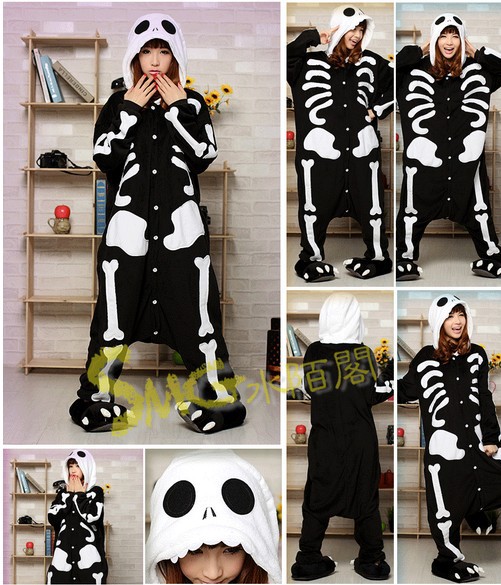 Free Shipping Hot Sale 2013 New Fashion S M L XL Adult human skeleton Sleepwear Cosplay Costumes Animal Kigurumi Pyjamas