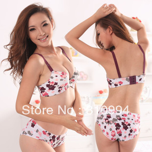 free shipping hot sale 3/4 cup one piece seamless push up bra set womens' underwear set wholesale&retail