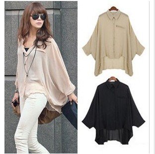 Free shipping!Hot sale!fashion Chiffon bat sleeve chiffion blouse