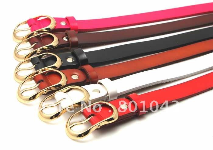 Free shipping hot sale fashion genuine leather women candy color belt mixed order wholesale decorated women's thin waistbelt