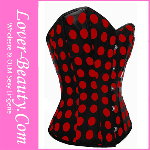 Free Shipping Hot Sale Fashion Lady Plus Size Red Sensual Polka Dot Corset 2XL-6XL LB4023