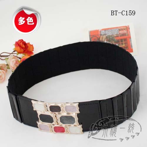 Free shipping Hot-sale high-quality fashion ladies belts  Woman Enamel Buckle Patent Leather Elastic Stretch Belt BT-C159