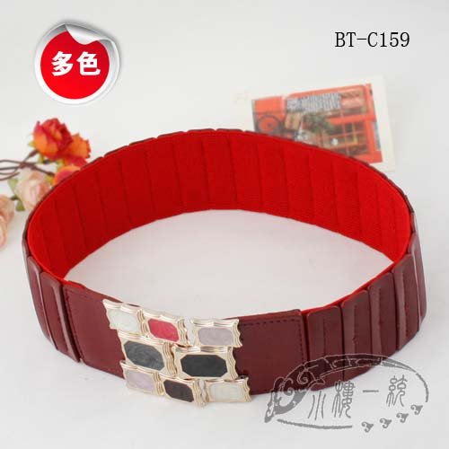 Free shipping Hot-sale high-quality fashion ladies belts  Woman Enamel Buckle Patent Leather Elastic Stretch Belt yuBT-C159wi