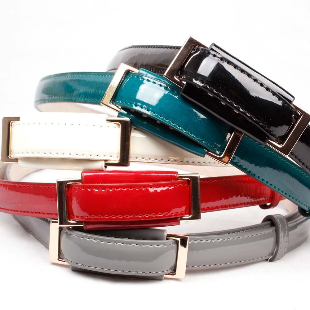 Free shipping hot-sale High-quality Women Patent Leather Skinny Fashion ladies Belts Many colors ssA116