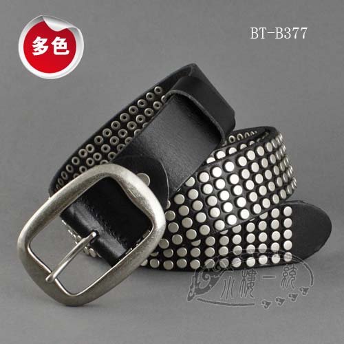 Free shipping Hot-sale imported high-quality  Cool Punk Antique Pin Buckle Studs Genuine leather Belt fashion belts aBT-B377a