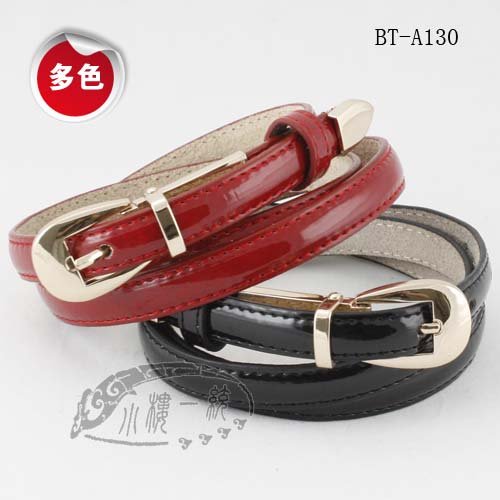 Free shipping Hot-sale imported high-quality Gold Pin Buckle Women Patent Leather Skinny ladies belts jBT-A127j Fashion Belt