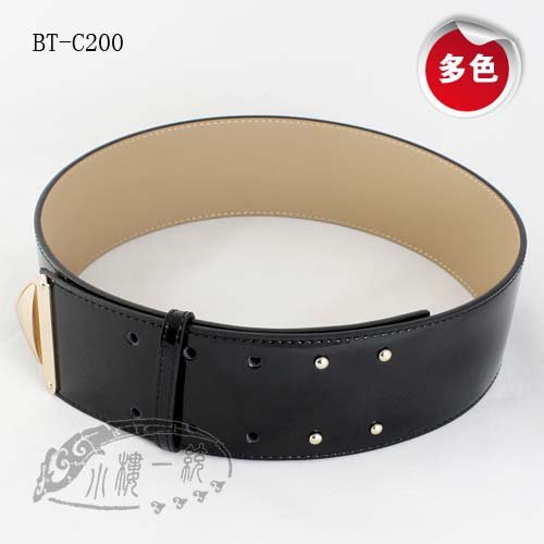 Free shipping Hot-sale imported high-quality Women Gold Metal End Genuine Patent Leather Wide Belt  sBT-C200s