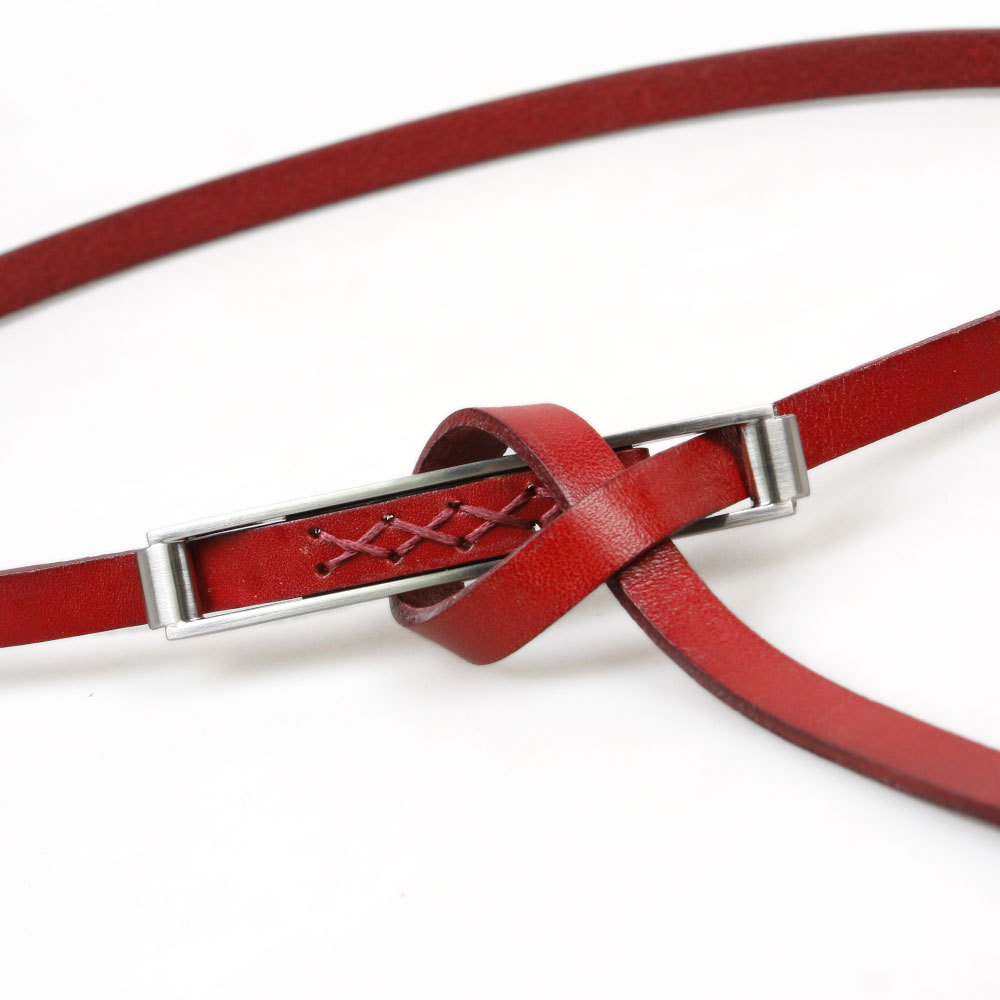 Free shipping Hot-sale imported high-quality Women Knot End Geniune Leather skinny Belt lk BT-A170 jn