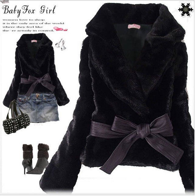 Free shipping ! Hot Sale Korea Fashion Faux Fur Rabbit Hair woman Coat Jacket Fluffy Short Outwear Belted  Fur01