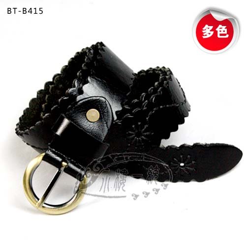 Free shipping Hot-sale ladies belts Women Pin Buckle Woven Cord Wave edge Genuine Leather Casual Belt Jean Belt BT-B415