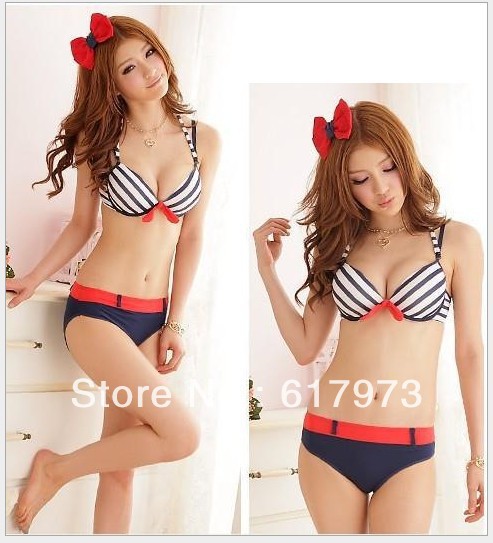 free shipping hot sale naval stripe  ladies sexy bra sets  for women underwear