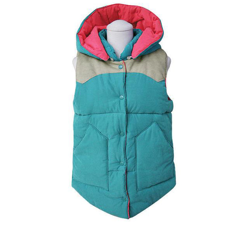 Free shipping hot sale Plus size cotton vest down cotton vest Women fashion waistcoat autumn and winter with a hood hooded vest