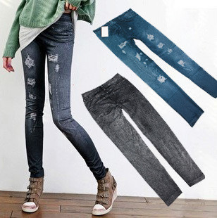 Free shipping ,Hot sale !snow autumn models the seamless high stretch of nine points was thin brushed jeans