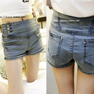 Free shipping hot sale Women's 2012 new arrival double breasted slim jeans shorts size S/M/L s749