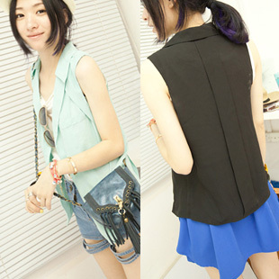 Free shipping hot sale Women's 2012 new arrival summer solid color thin chiffon blazer coat lady vest s918