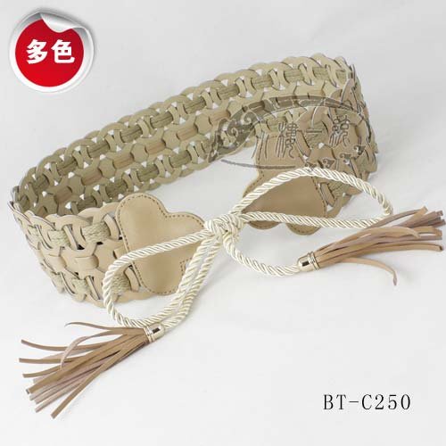 Free shipping Hot-sale Women Tassel X Wide Woven Leather Tie Belt Waist Cinch Belt  BT-C250-3