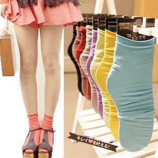 Free Shipping-Hot Sale Women thin Sock,accumulated sock,Candy Solid Colour,new fashion,mix colours,10 pairs/lot