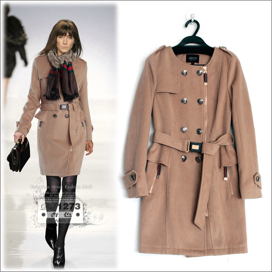 Free shipping,Hot sales,2013 winter OL temperament guci big yards wool Europe and the United States women's coat jacket