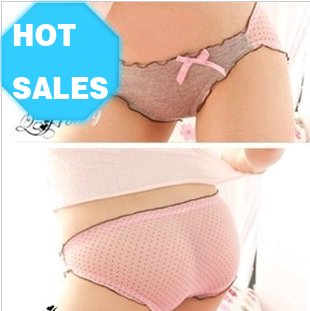 Free Shipping Hot Sales Transparent Lace Panties Little Point lovely Ms. underwear Cotton Bow Triangular underwear.