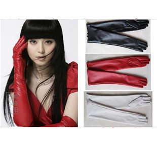 Free shipping Hot sell Elbow long leather PU leather gloves+Long fashion ladies gloves