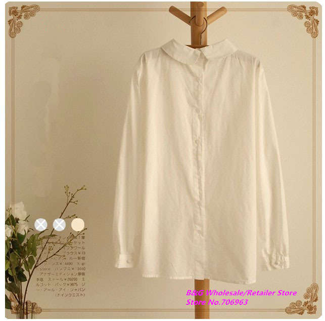 Free shipping,Hot sell,Korean/Japna style,2013 new women elegant turn-down collar solid color white shirts,Blouses,&G6070