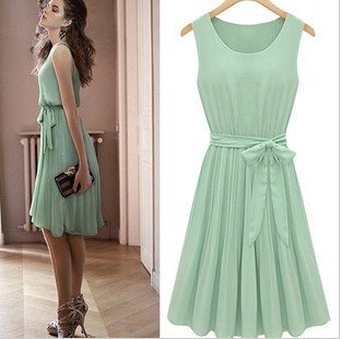 Free shipping Hot sell woman fashion summer chiffon dress elegant sleeveless dress