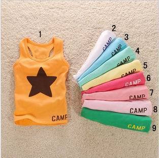 Free Shipping Hot-selling 2013 Five-pointed Star Pattern 100% Cotton Child Vest Sleeveless T-shirt