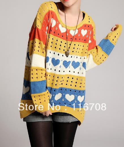 Free Shipping HOT SELLING 2013 Korean New CHIC CREW NECK DIPPED HEM LOOSE FIT SWEATER JUMPER  SWEATSHIRTS SW002