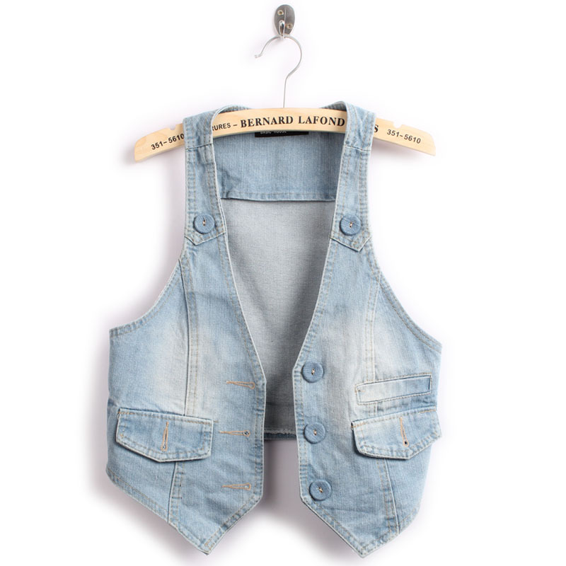 Free shipping Hot-selling 2013 spring new arrival cloth buckle fashion star denim vest dx033